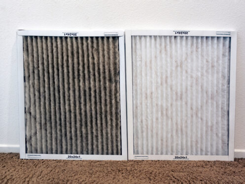Comparison of clean and heater dirty air conditioning filters